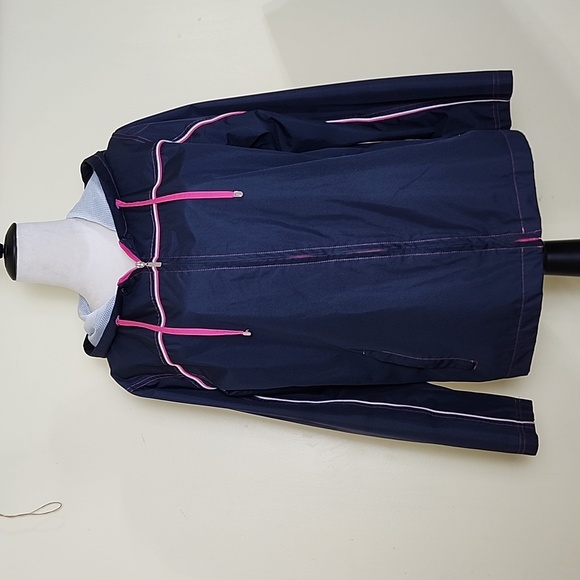 Fleet Street Petite Women's Navy & Pink Lightweight Jacket, Size Petite Large - Picture 2 of 15
